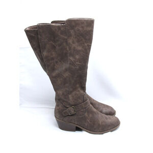 Frye & Co JAIMEY Boots Womens 10M Brown Marble Knee Riding Faux Leather Side Zip